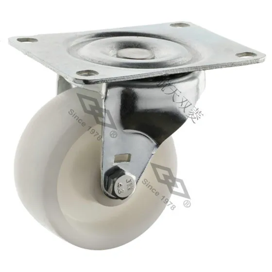 Flat white plastic fat casters