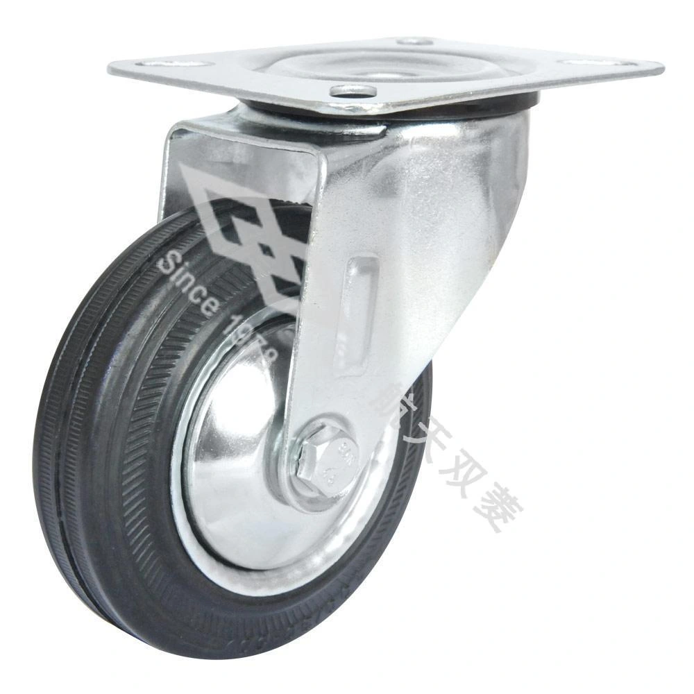 Light directional steel core black rubber casters
