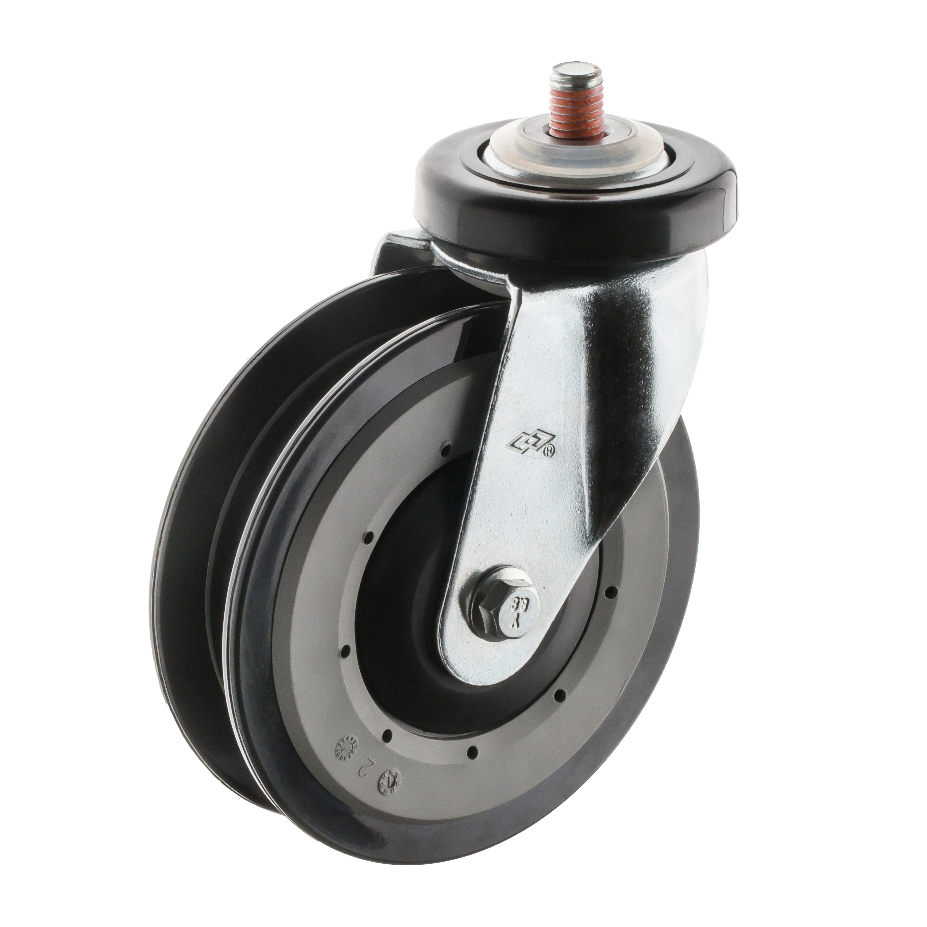 125mm Escalator casters with precision ball bearing in swivel head polyurethane wheel
