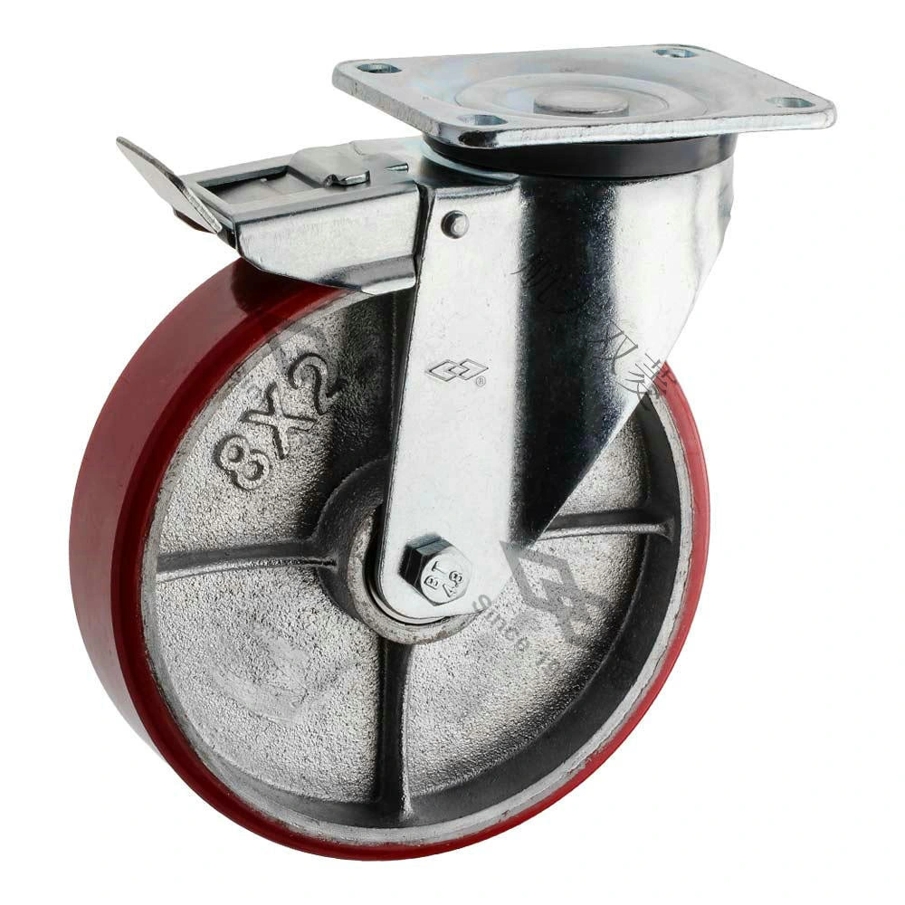 Flat movable stamping heavy-duty iron core polyurethane wheel