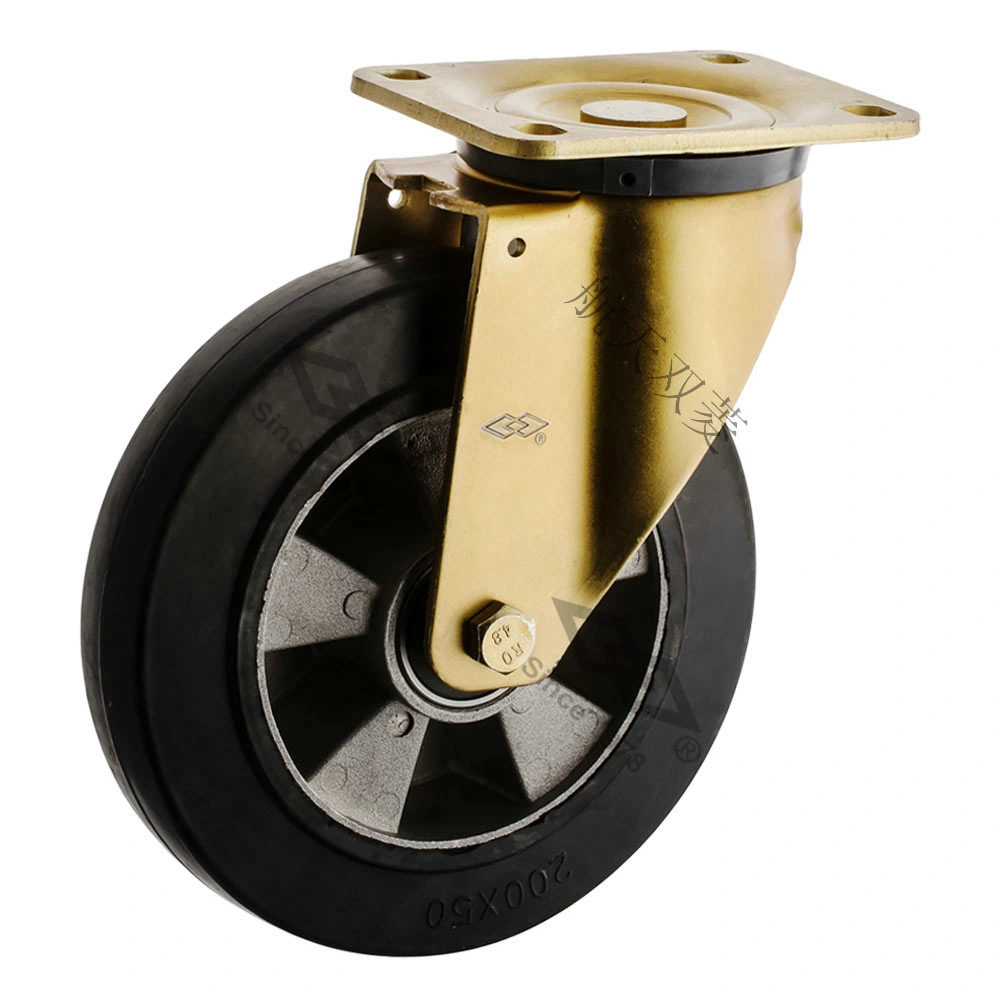 Flat movable stamping heavy duty aluminum core rubber wheel